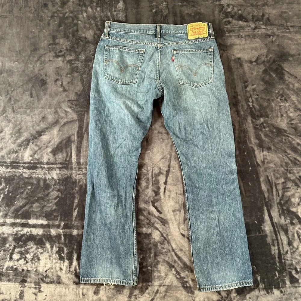 Levi's 514 Jeans Mens W34 L30‎ Blue Slim Straight Distressed Denim